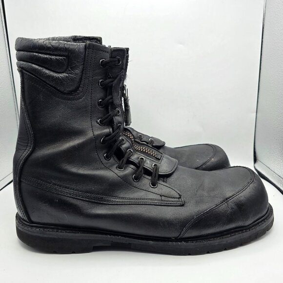 Tactical Work Boots Mens Size 14 Black Leather Vibram Soles Zipper Work Casual - Picture 11 of 13